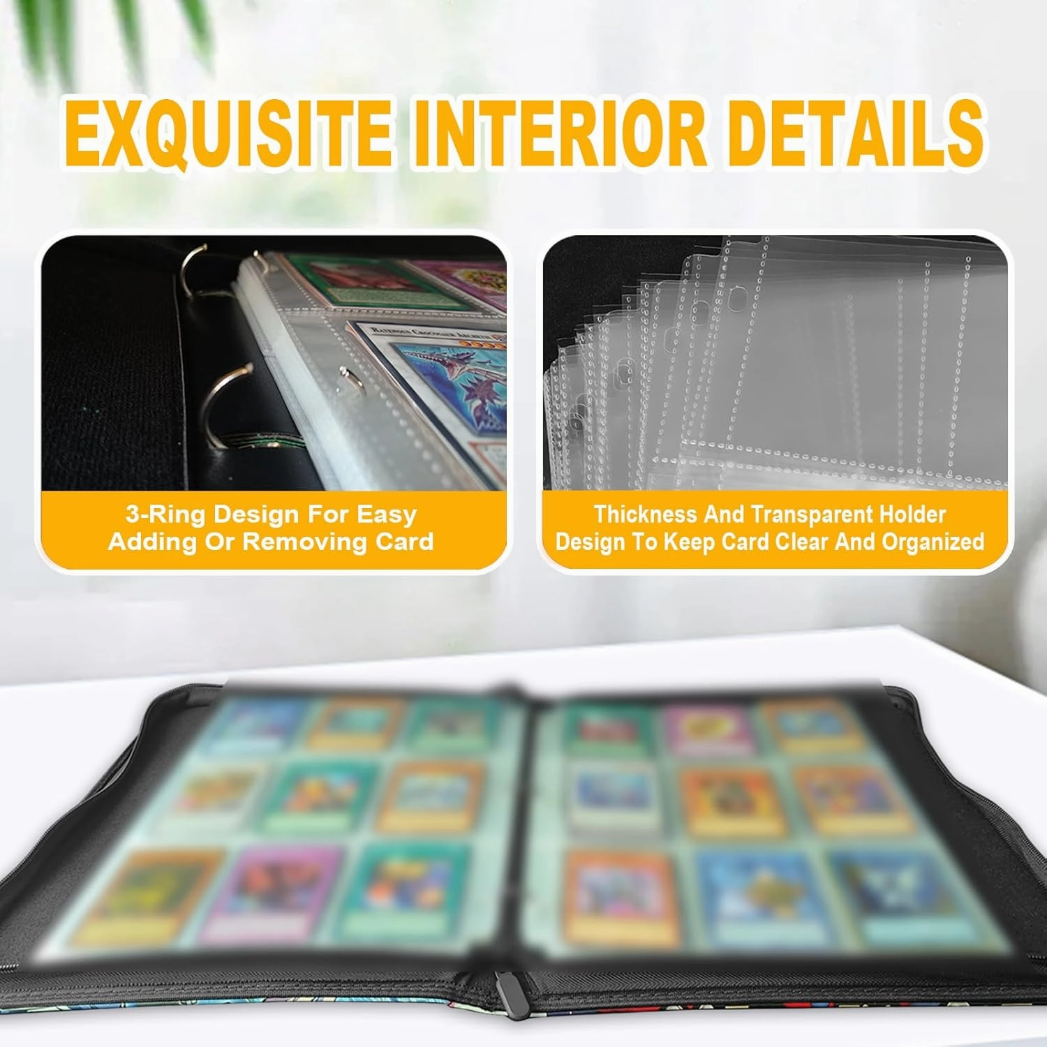 Trading Card Binder, Fits 900 Cards Card Collector Album Holder,with 50 Removable Sleeves Toys Gifts for Boys Girls