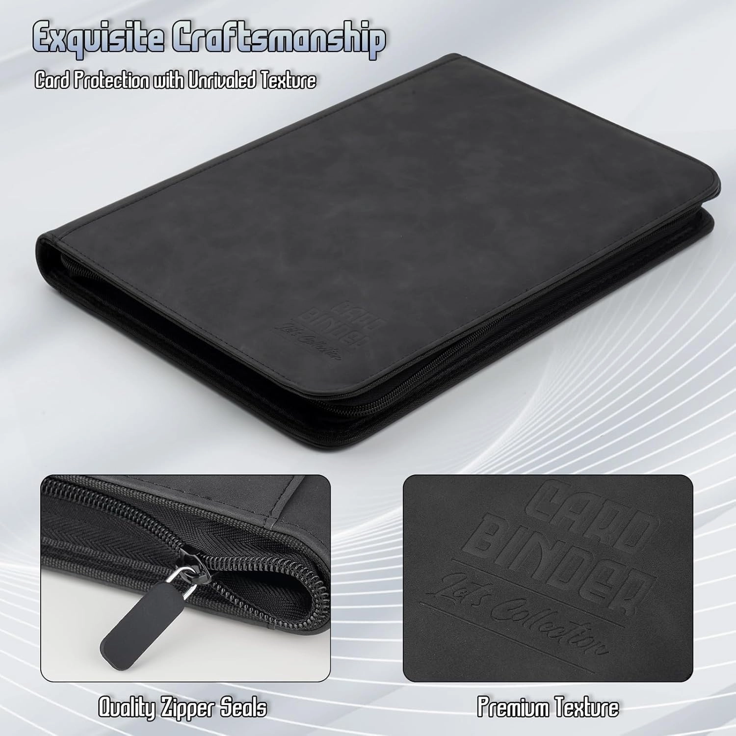 Trading Card Binder, Premium 9 Pocket Double Sided 540 Pocket PU Card Collection Binder, Collectible Trading Card Albums for MTG, TCG, Sport Card, Game Cards (Black)
