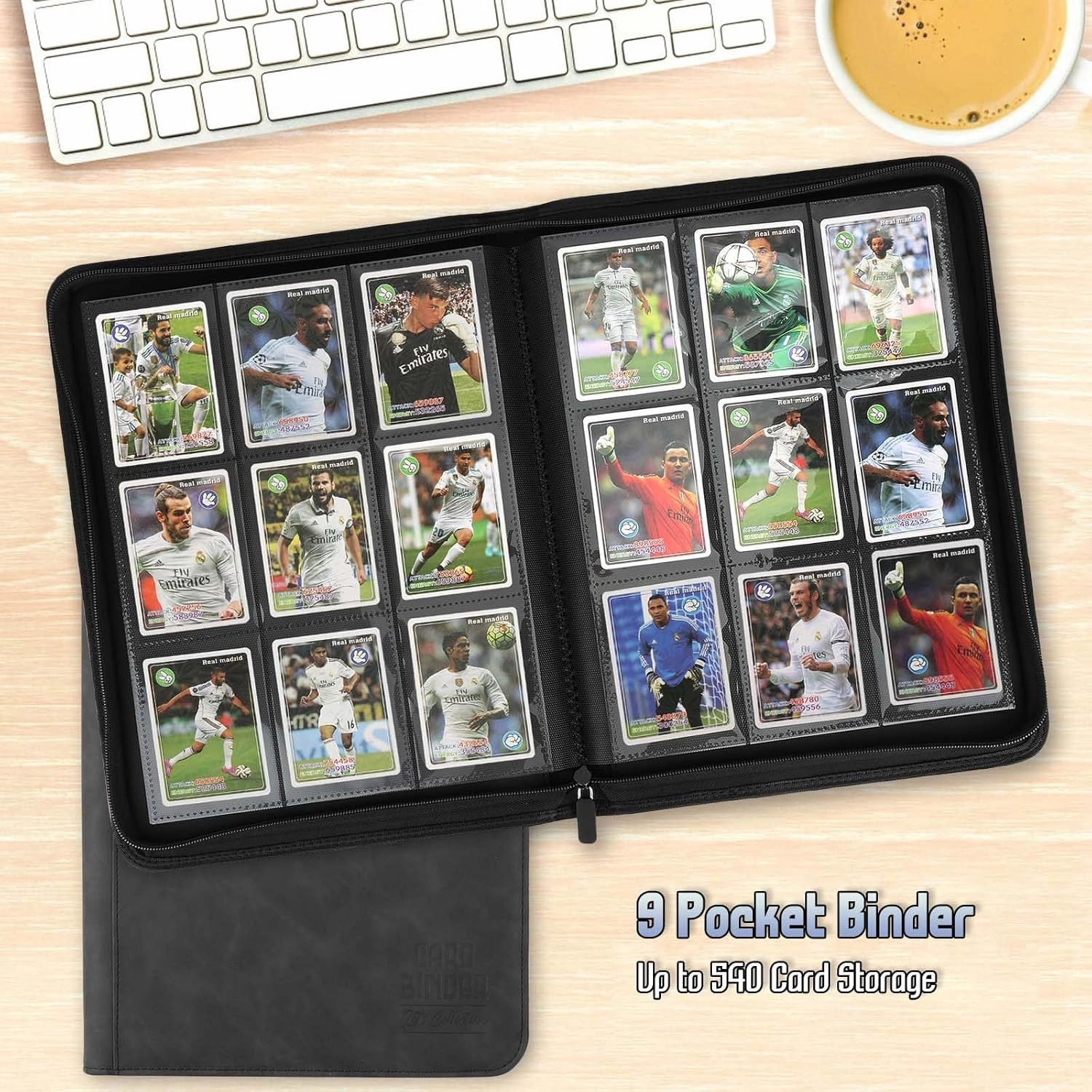Trading Card Binder, Premium 9 Pocket Double Sided 540 Pocket PU Card Collection Binder, Collectible Trading Card Albums for MTG, TCG, Sport Card, Game Cards (Black)