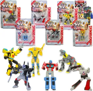Transformers Mini Figures 6 Pack - Bundle with 4" Squishy Cupcake Topper Figurines Plus Stickers, Bookmark | Transformers Party Supplies
