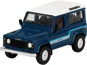 TrueScale Miniatures Mini GT 1/64 Land Rover Defender 90 County Wagon Stratos Blue (Right Handle) Finished Product