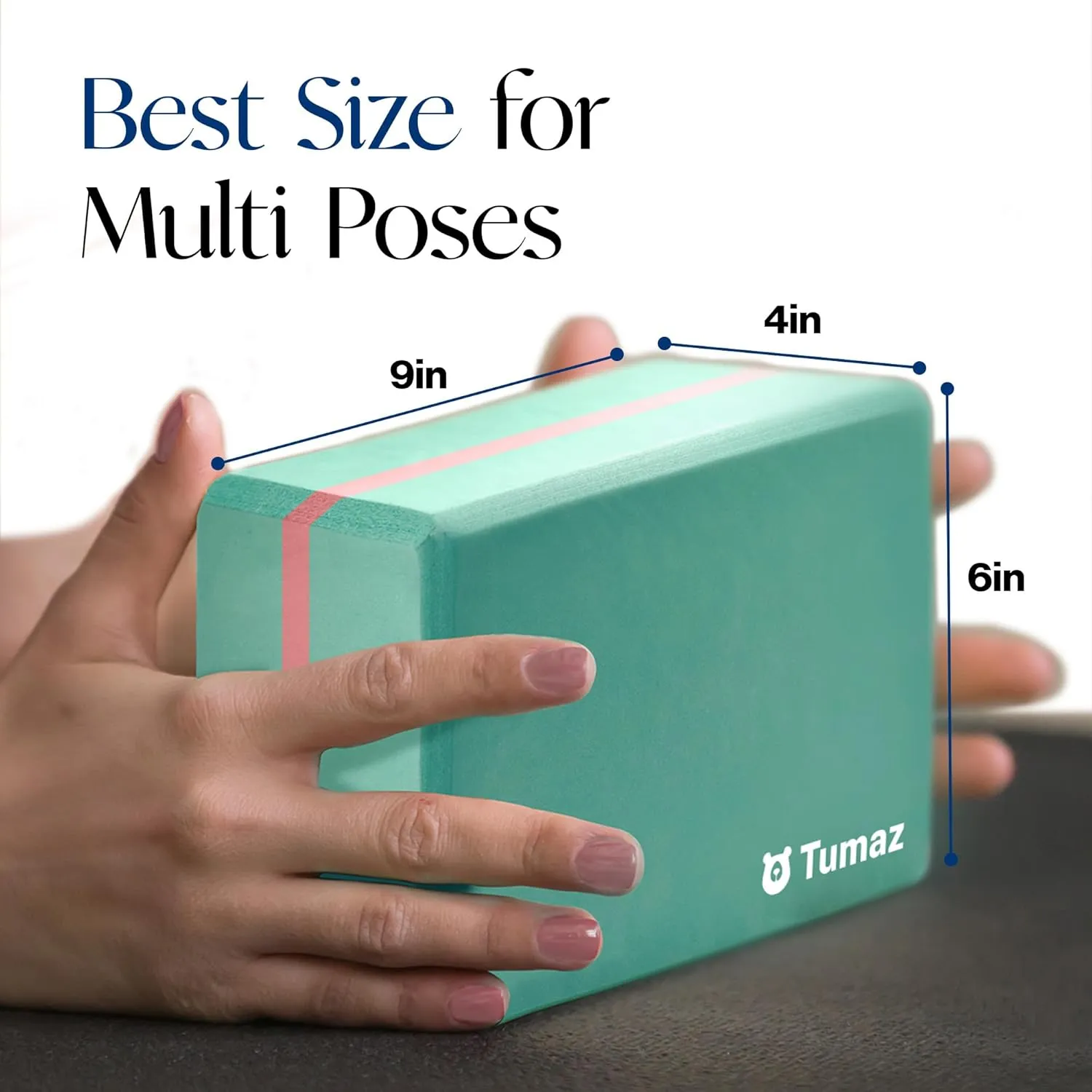 Tumaz Yoga Blocks 2 Pack with Strap Set, High Density/Lightweight EVA Foam and Non-Slip Natural Cork Blocks & Premium 8F Yoga Strap Set - E-Book Included