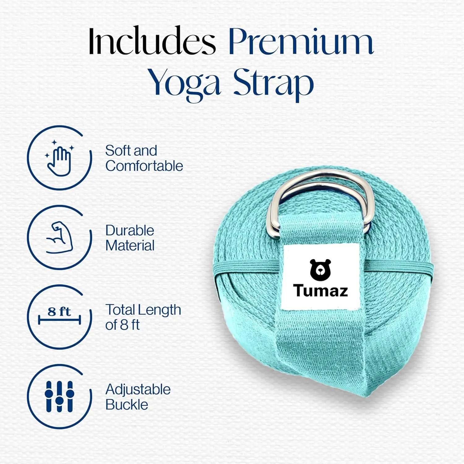 Tumaz Yoga Blocks 2 Pack with Strap Set, High Density/Lightweight EVA Foam and Non-Slip Natural Cork Blocks & Premium 8F Yoga Strap Set - E-Book Included