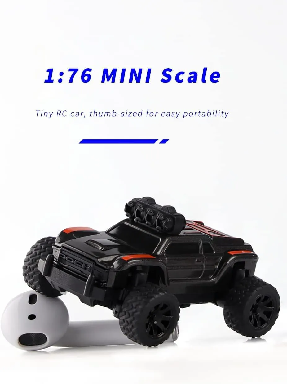 Turbo Racing 1:76 Scale RC Sport Car, Table Racing 2.4GHZ Remote Control Mini Model Crawler Car with Full Proportional RTR for Adults Toys (Monster Truck Yellow C81)