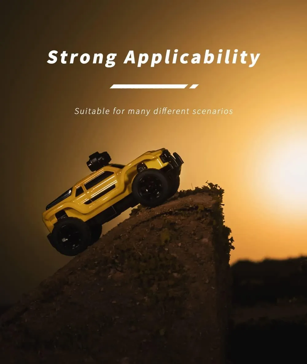 Turbo Racing 1:76 Scale RC Sport Car, Table Racing 2.4GHZ Remote Control Mini Model Crawler Car with Full Proportional RTR for Adults Toys (Monster Truck Yellow C81)