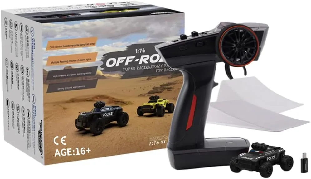 Turbo Racing RC Mini Sports Car, Turbo Racing C82 2.4Ghz 1/76 3CH Mini Electric RWD Desktop Monster Truck (RTR Version)