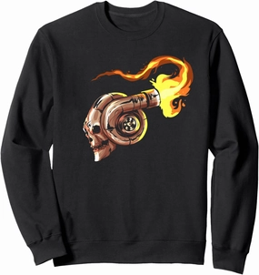 Turbocharger Skull with Fire Turbo Car Boost Tuner Tuning Sweatshirt