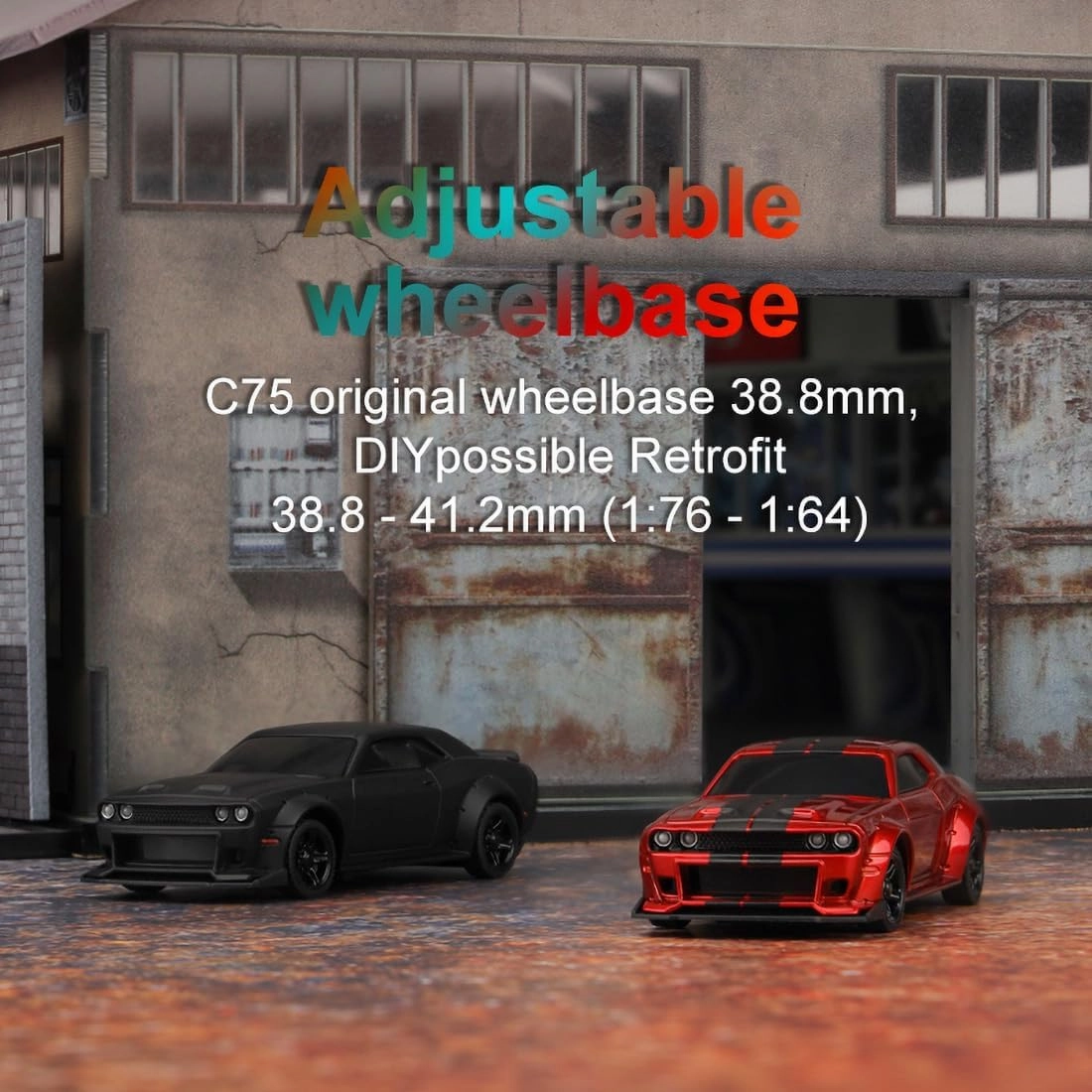 TurboRC 1:76 Mini Sports Car 4CH 2.4GHZ Remote Control Full Proportional RTR Kit with 2 Replaceable Body Shell (C75-Black)