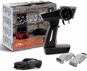 TurboRC 1:76 Mini Sports Car 4CH 2.4GHZ Remote Control Full Proportional RTR Kit with 2 Replaceable Body Shell (C75-Black)