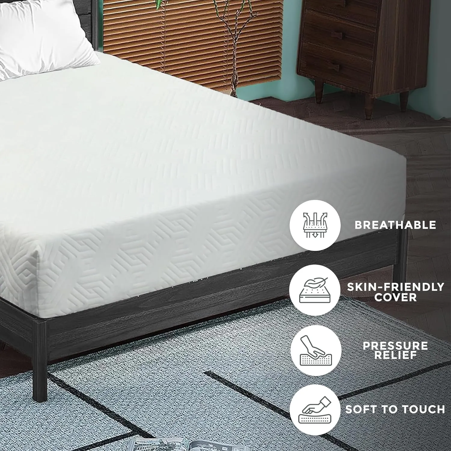 Twin Mattress Reversible Cool Resilience Foam Perfect for Bunk Bed, Trundle Bed, Pressure Relief, Medium Firm CertiPUR-US® Certified Eco-Friendly Foam Mattress in a Box, Twin/Single 5 Inch