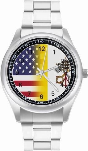 U.S.A Vatican City Flag Casual Wrist Watches for Men Classic Business Dress Watch Big Face for Work Gym