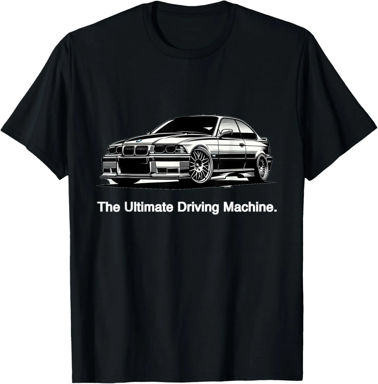 Ultimate Driving Machine Vintage Euro E36 T-Shirt - Black, Small, Unisex-Adult, Short Sleeve, Car Print, Polyester 100%