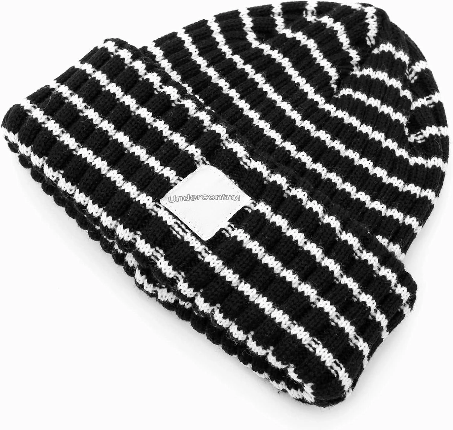 UNDERCONTROL Flexible Fit Logo Embroidery Unisex Fall Winter Thin Long Acryl Trawler Beanie Knit Slouchy Skull Ski Hat Korea
