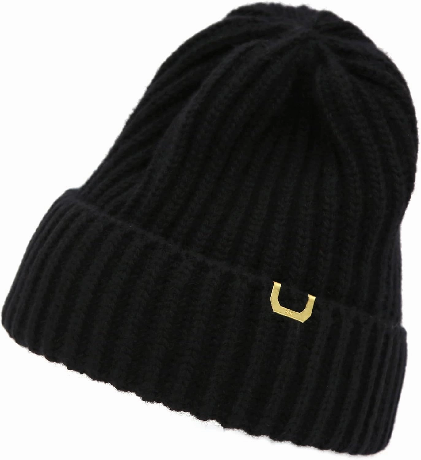 UNDERCONTROL Gold Brass Label Wool Cashmere Blend Fall Winter Unisex Cuffed Rollup Warm Plain Beanie Korea Knit Skull Ski Hat