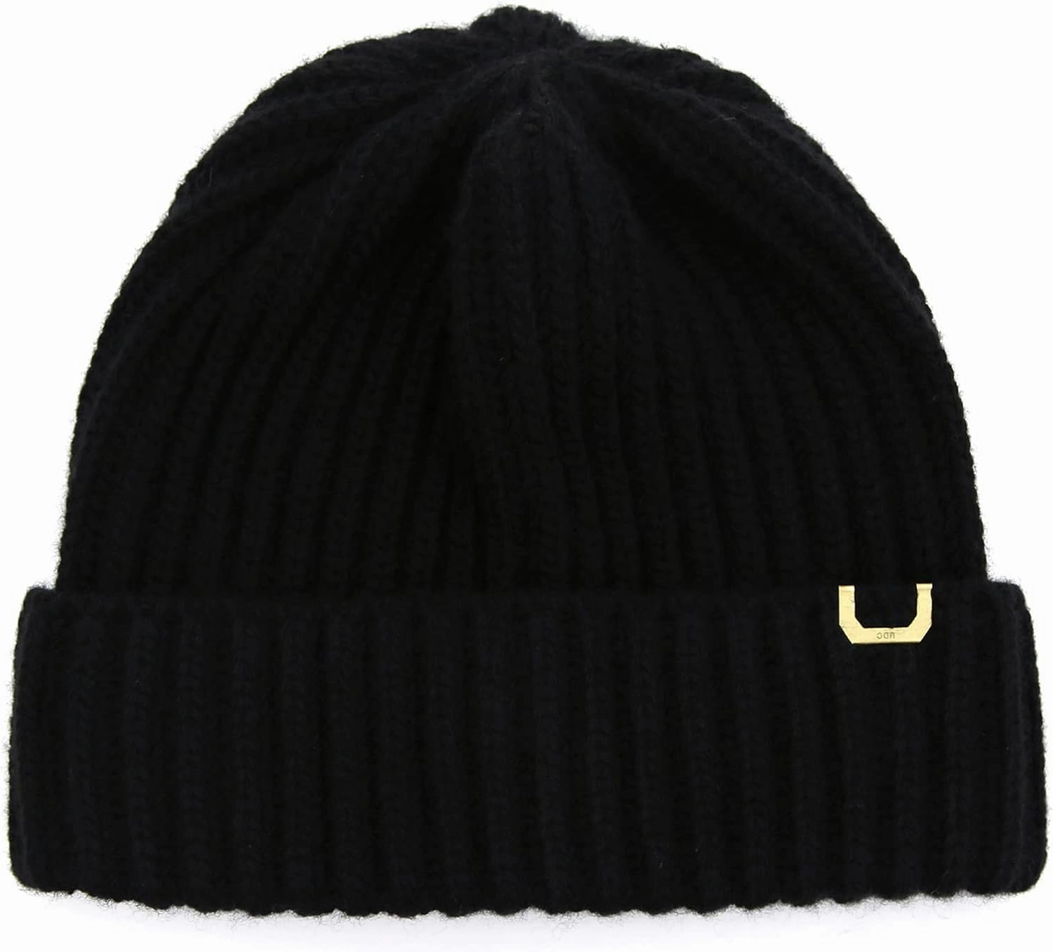 UNDERCONTROL Gold Brass Label Wool Cashmere Blend Fall Winter Unisex Cuffed Rollup Warm Plain Beanie Korea Knit Skull Ski Hat