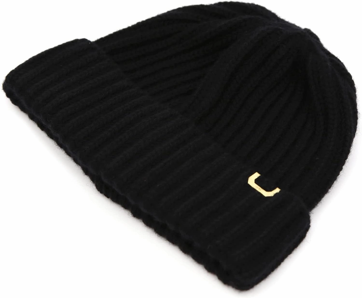UNDERCONTROL Gold Brass Label Wool Cashmere Blend Fall Winter Unisex Cuffed Rollup Warm Plain Beanie Korea Knit Skull Ski Hat