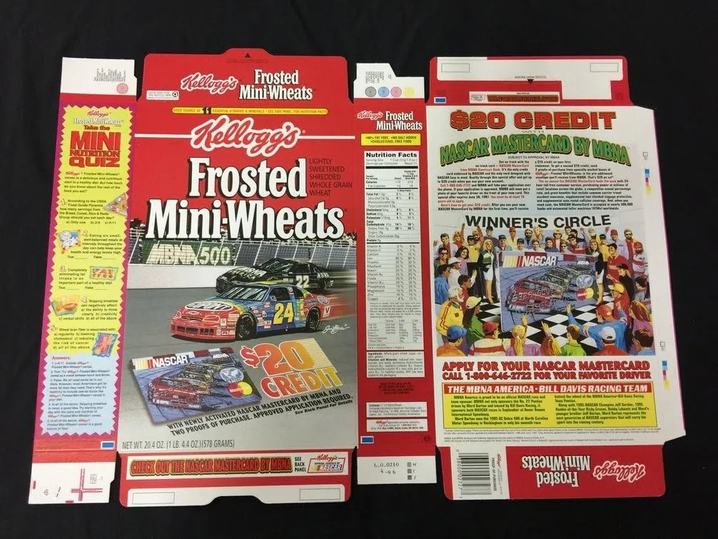 Unfolded Frosted Mini-Wheats Limited NASCAR Mastercard Box 1995