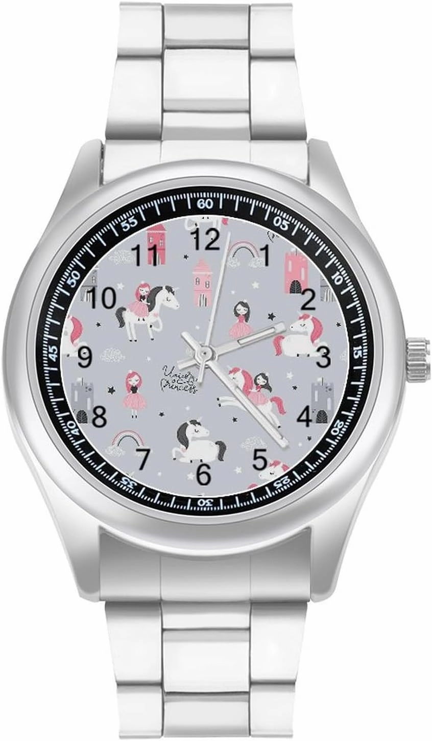 Unicorn Princess Casual Wrist Watches for Men Classic Business Dress Watch Big Face for Work Gym