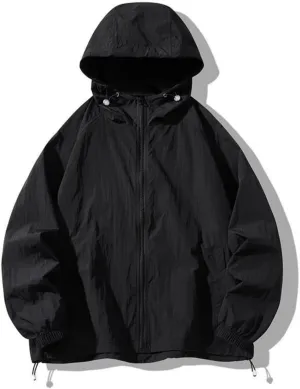 Unisex UPF50  Breathable Quick-Dry Sun Jacket - Adjustable Hood & Hem with Elastic Cuffs for Outdoors