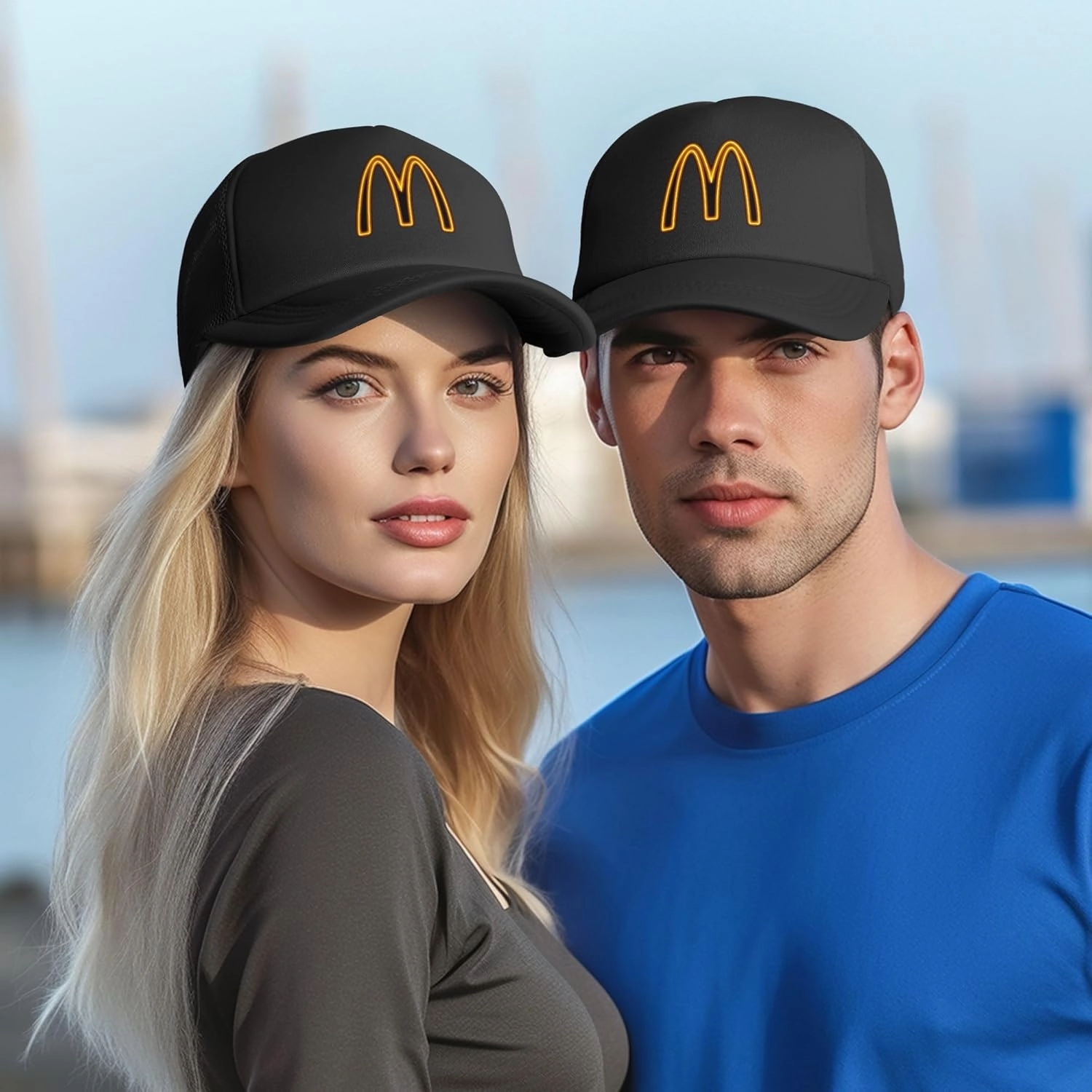 Unisex Adult Black Mesh Baseball Caps for Men Women with Snapback Closure Classic Trucker Hats Adjustable Plain Golf Dad Hat