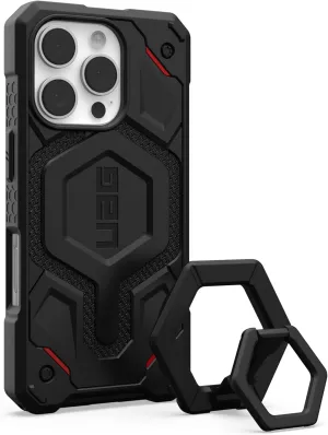 URBAN ARMOR GEAR UAG Designed for iPhone 16 Pro Case Monarch Pro, Compatible with MagSafe Case Bundle with Magnetic Ring Stand (Kevlar Black   Black/Black)
