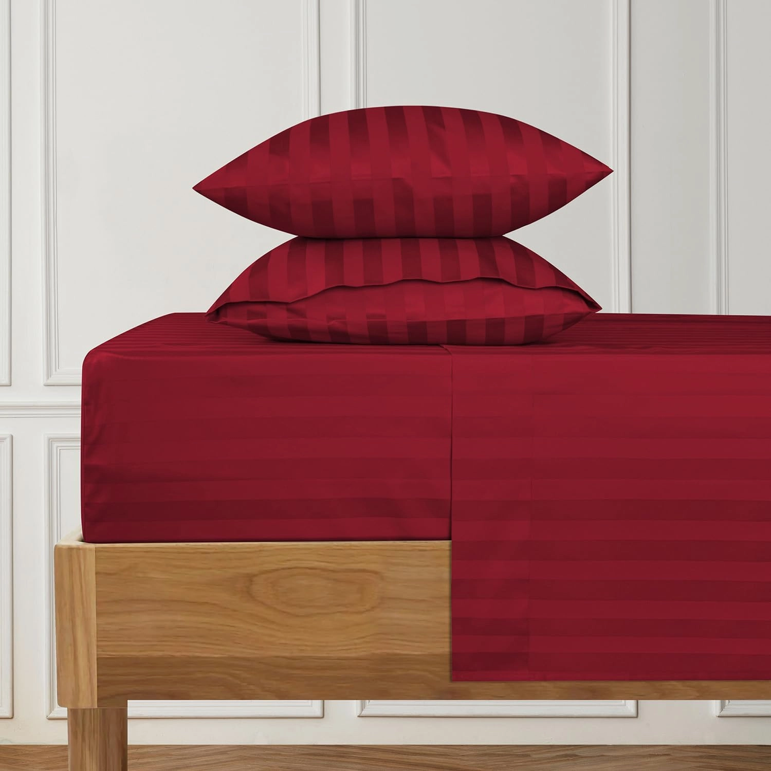 URBANHUT 1000 Thread Count Damask California King Bed Sheets Egyptian Cotton Sheet Set, Long Staple Soft & Breathable, 4 Pc Bed Sheet Sets, Luxury Hotel Sateen Sheets Fits 16" Deep Pocket - Burgundy