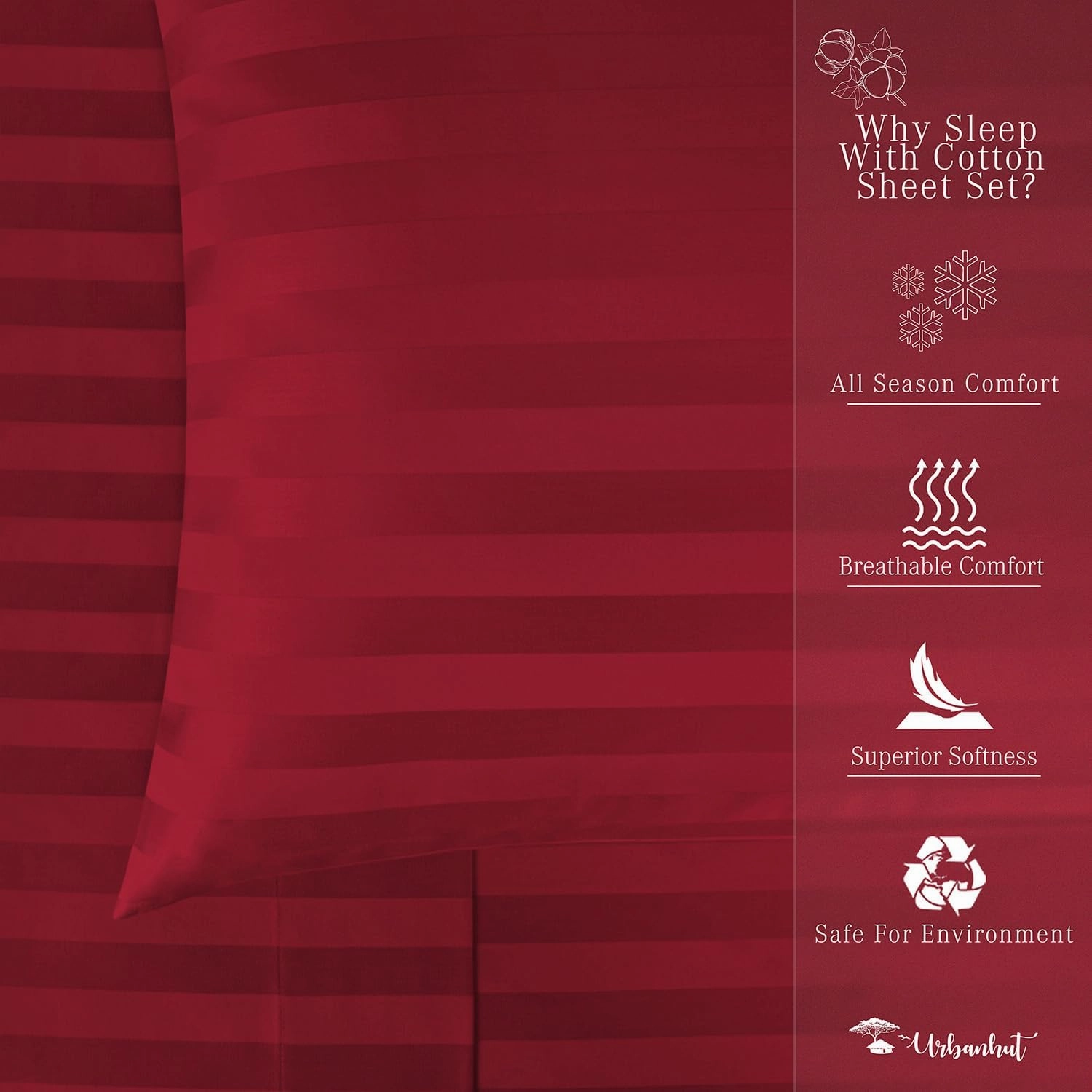 URBANHUT 1000 Thread Count Damask California King Bed Sheets Egyptian Cotton Sheet Set, Long Staple Soft & Breathable, 4 Pc Bed Sheet Sets, Luxury Hotel Sateen Sheets Fits 16" Deep Pocket - Burgundy