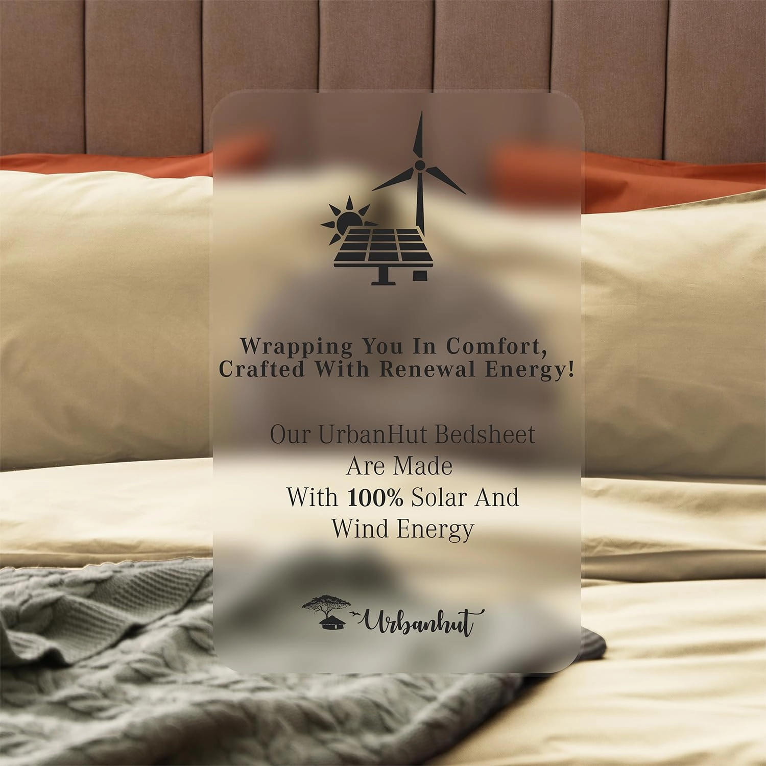 URBANHUT 1000 Thread Count King Size Egyptian Cotton Sheets, Long Staple Soft & Breathable for King Size Bedding, 4 Pc Bed Sheet Sets, Luxury Hotel Sateen Sheets Fits 16" Deep Pocket - Sand