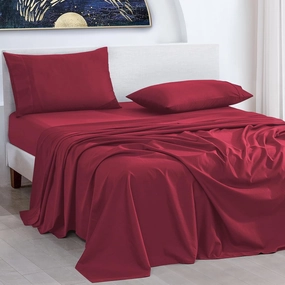URBANHUT 1000 Thread Count Queen Bed Sheets Egyptian Cotton Sheet Set, Long Staple Soft & Breathable, 4 Pc Bed Sheet Sets, Luxury Hotel Sateen Sheets Fits 16" Deep Pocket - Burgundy