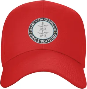 US Army O-8 Major General O8 Desert Storm Veteran Baseball Cap Adjustable Safety Classic Golf Hat Running Outdoor Activities Breathable Lightweight