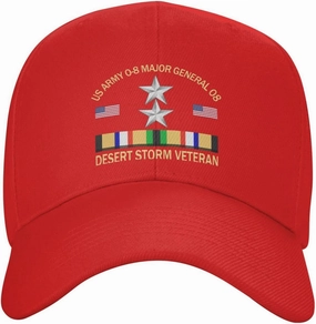 US Army O-8 Major General O8 Desert Storm Veteran Baseball Cap Adjustable Safety Classic Golf Hat Running Outdoor Activities Breathable Lightweight