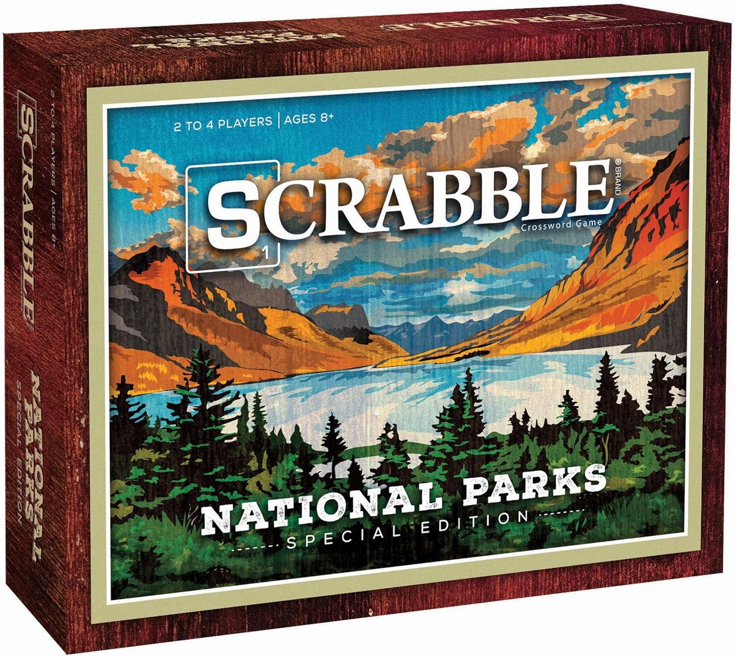 USAOPOLY Scrabble: National Parks | Ages 8  | 2-4 Players | 1 Set, Brown