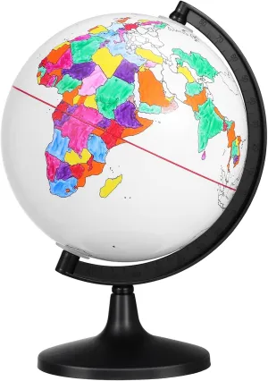 Vaguelly DIY Fill-in Coloring Globe Blank Globe for Party Props Interactive Learning Tool Freestanding White 1pc