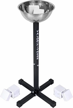 Valor Fitness Gym Chalk Stand, Bucket or Chalk Refills- Weight Lifting Chalk - Hand Grip & Gym Chalk Holder or Bucket - Gymnastics Rock Climbing Chalk Blocks Included