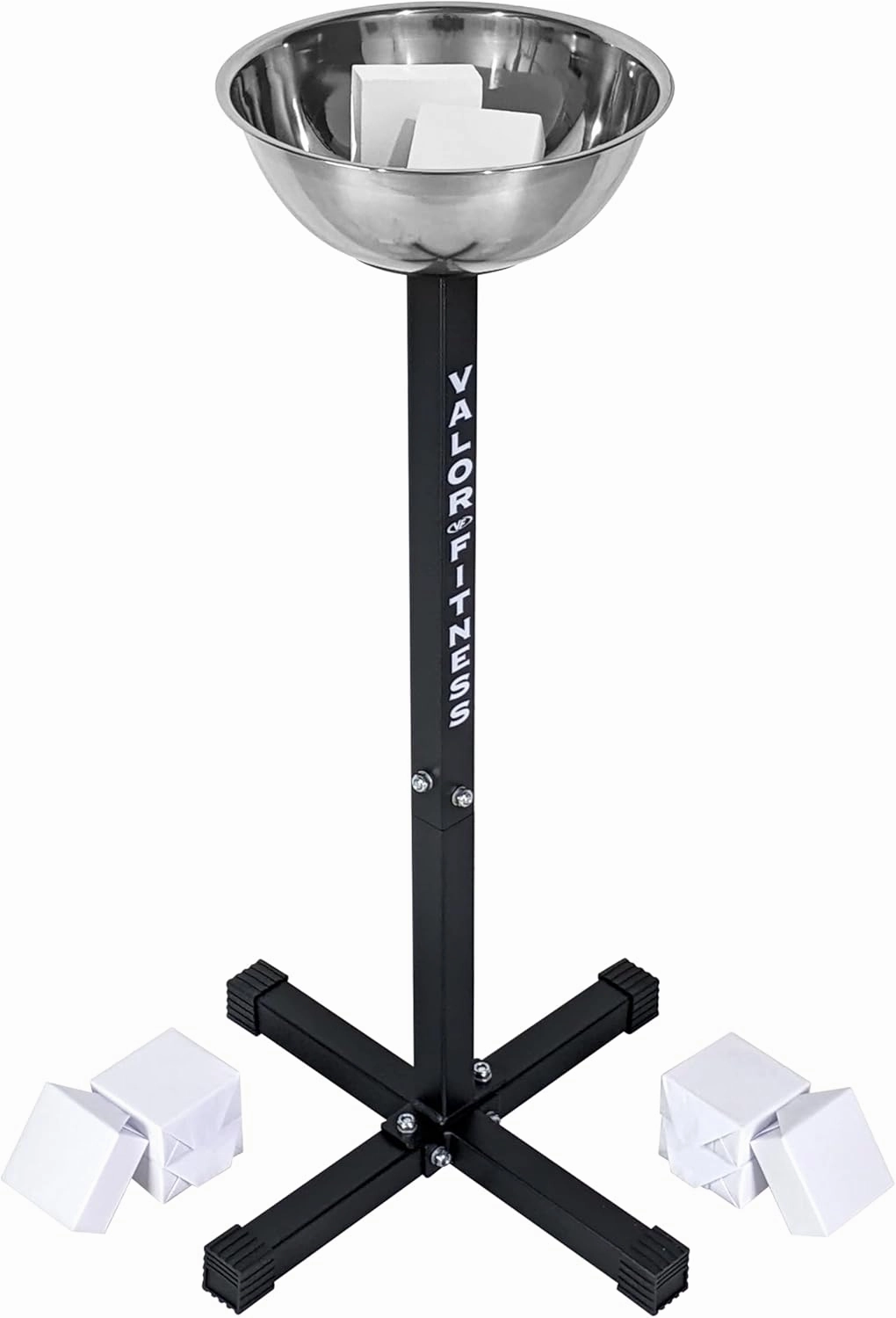 Valor Fitness Gym Chalk Stand, Bucket or Chalk Refills- Weight Lifting Chalk - Hand Grip & Gym Chalk Holder or Bucket - Gymnastics Rock Climbing Chalk Blocks Included