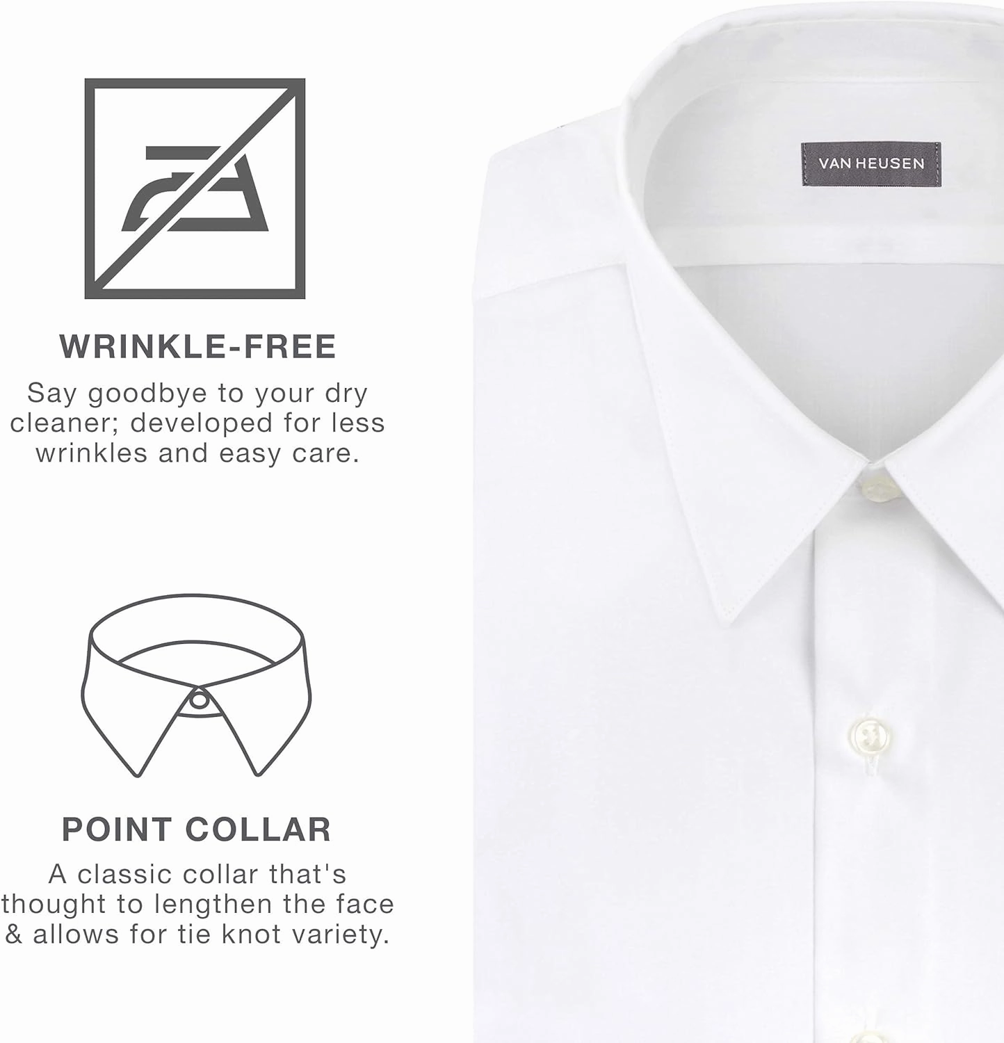 Van Heusen Men's Dress Shirt Regular Fit Poplin Solid