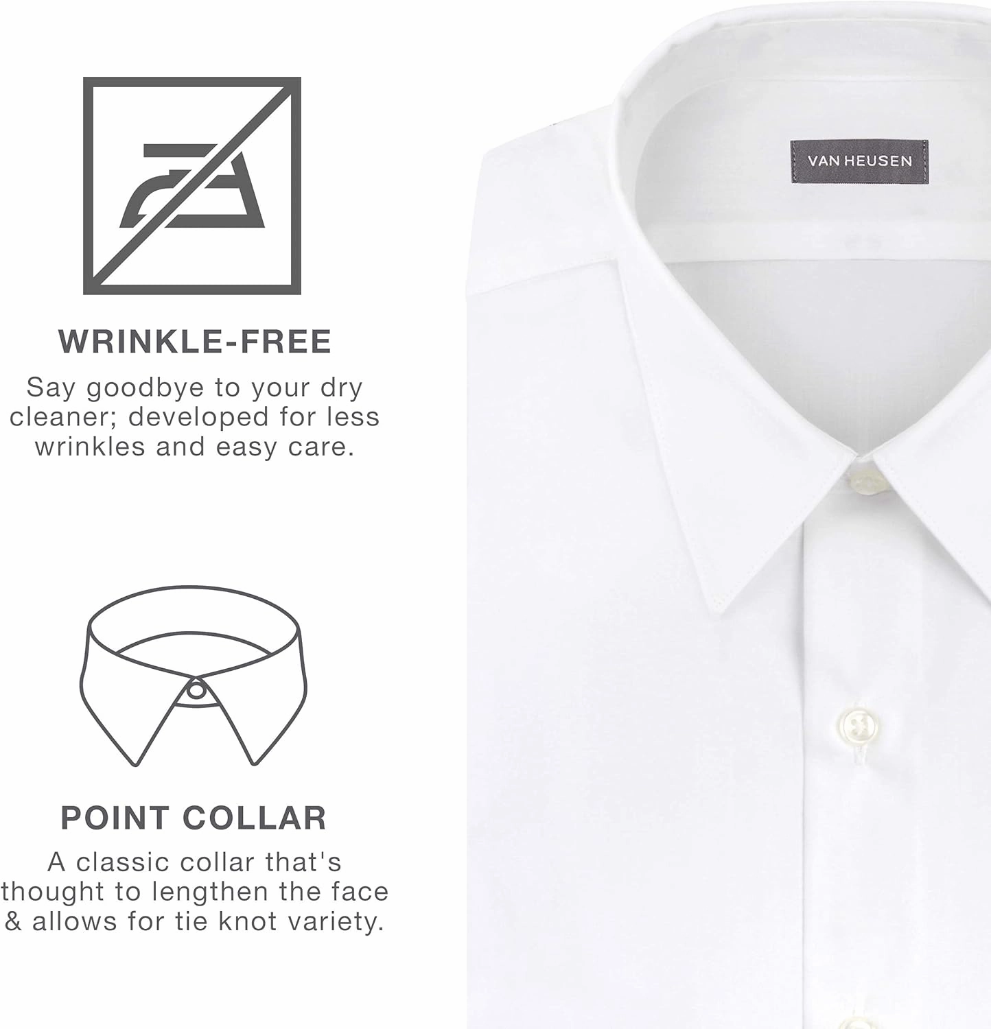 Van Heusen Men's Tall FIT Dress Shirts Poplin