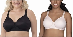 Vanity Fair Women's Beauty Back Full Figure Wirefree Bra (71380-Fashion Colors), 2 Pack-Black/Quartz, 40C