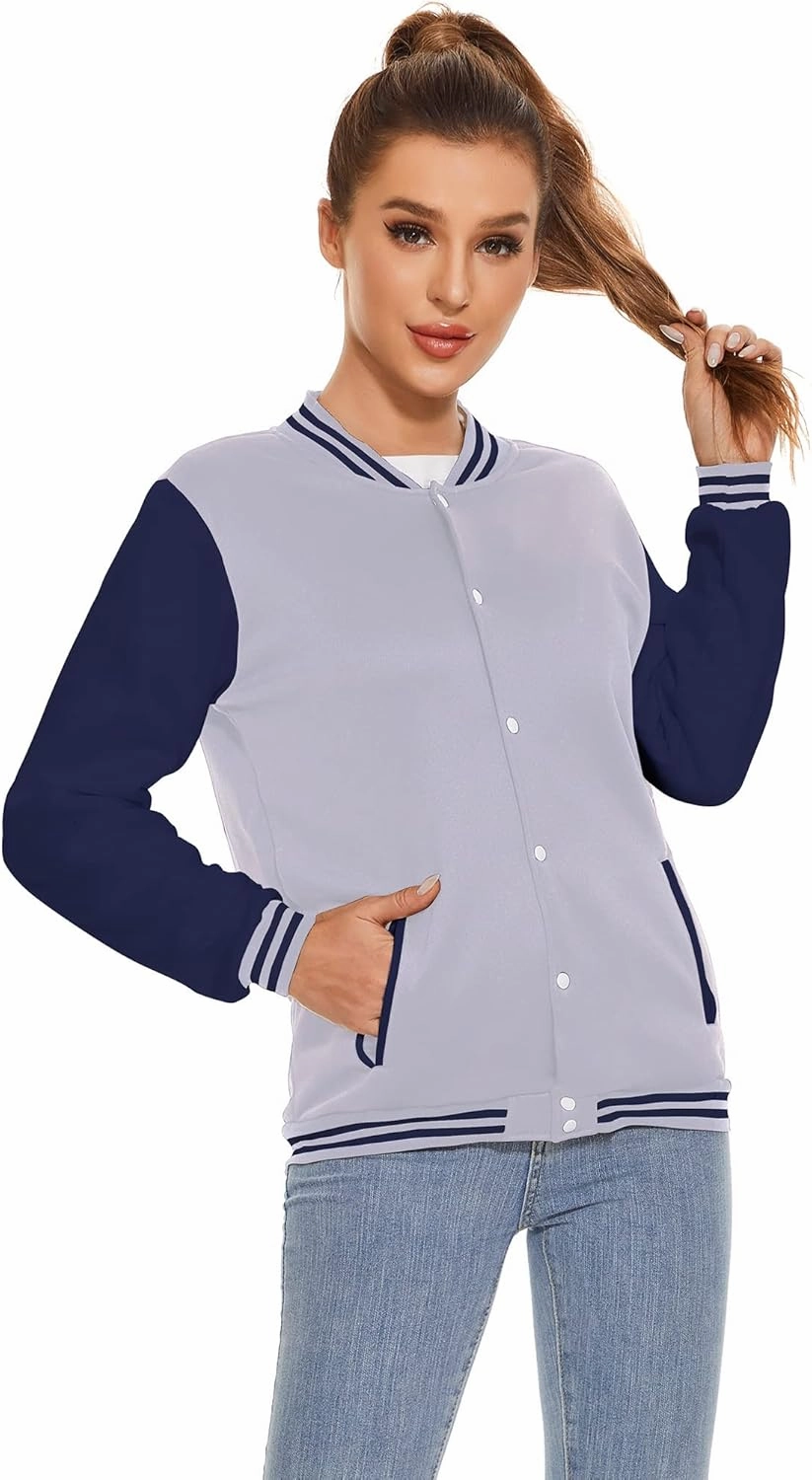 Varsity Jacket Women Men's Baseball School Uniform Button Up Unsex Adult Long Sleeve Coat Fashion Jacket