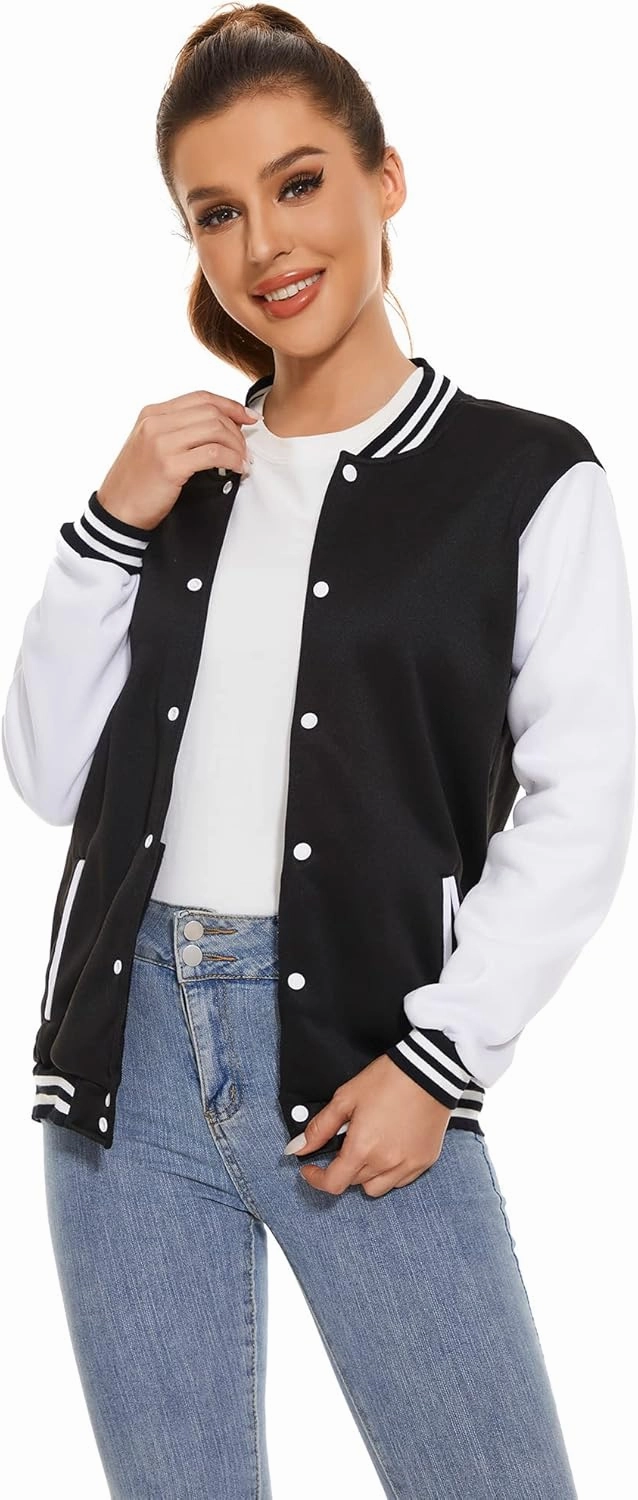 Varsity Jacket Women Men's Baseball School Uniform Button Up Unsex Adult Long Sleeve Coat Fashion Jacket