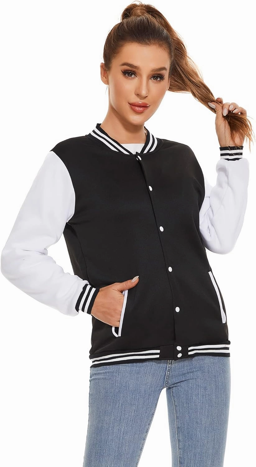Varsity Jacket Women Men's Baseball School Uniform Button Up Unsex Adult Long Sleeve Coat Fashion Jacket