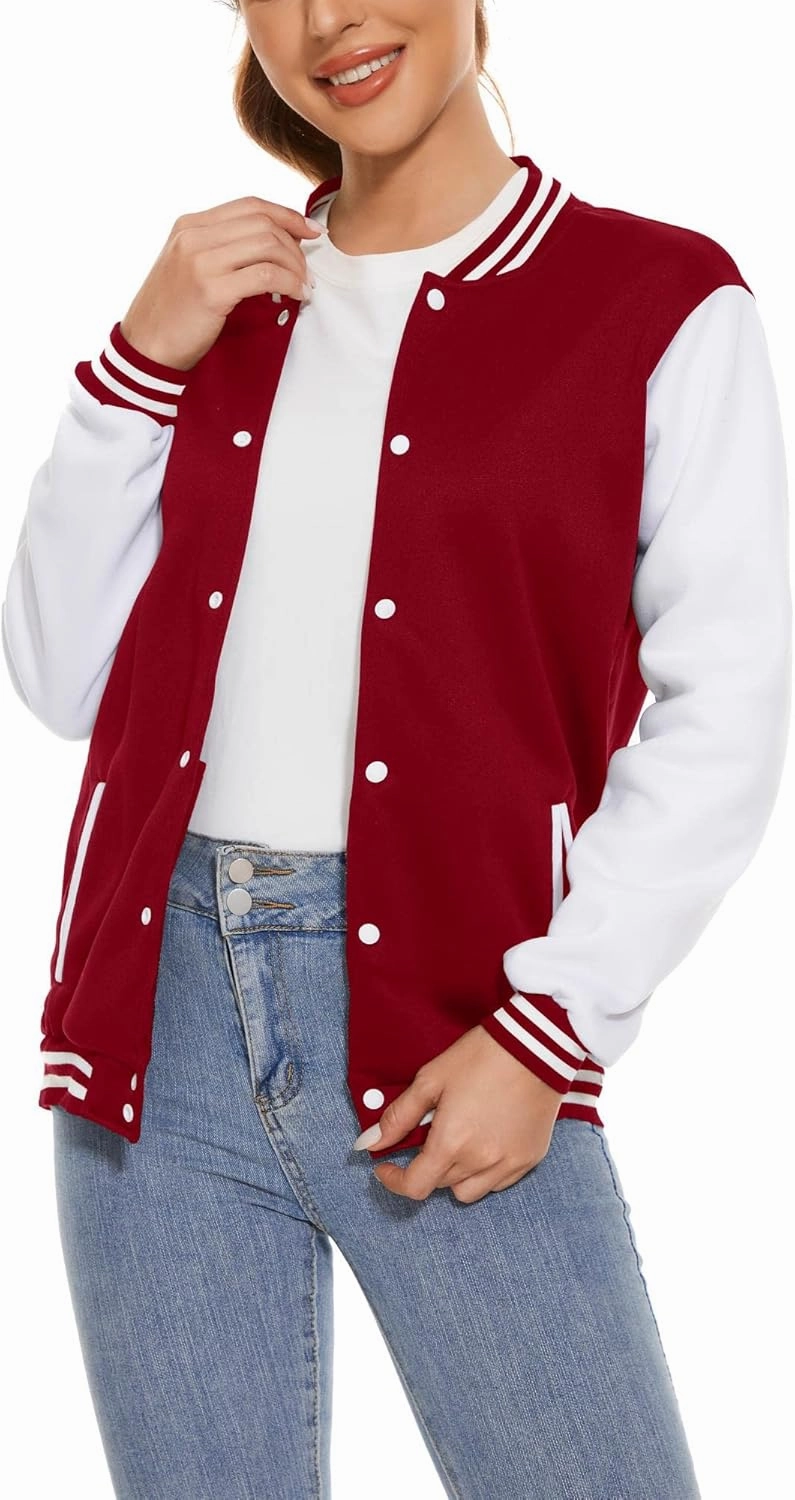 Varsity Jacket Women Men's Baseball School Uniform Button Up Unsex Adult Long Sleeve Coat Fashion Jacket