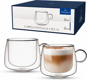 Villeroy & Boch Artesano Hot & Cold Beverages Cappuccino Glass, Set of 2, 14.5 oz, Borosilicate Glass, Dishwasher & Microwave Safe