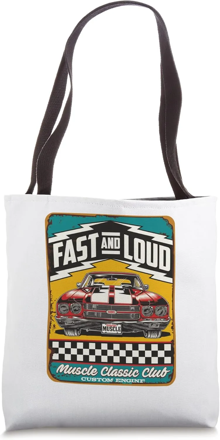 Vintage US Classic Custom Muscle Car Hotrod - Fast and Loud Tote Bag