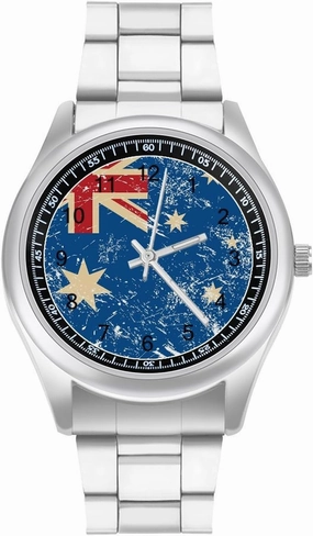 Vintage Australia Flag Casual Wrist Watches for Men Classic Business Dress Watch Big Face for Work Gym