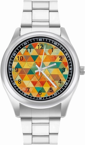 Vintage Colorful Geometry Triangles Casual Wrist Watches for Men Classic Business Dress Watch Big Face for Work Gym