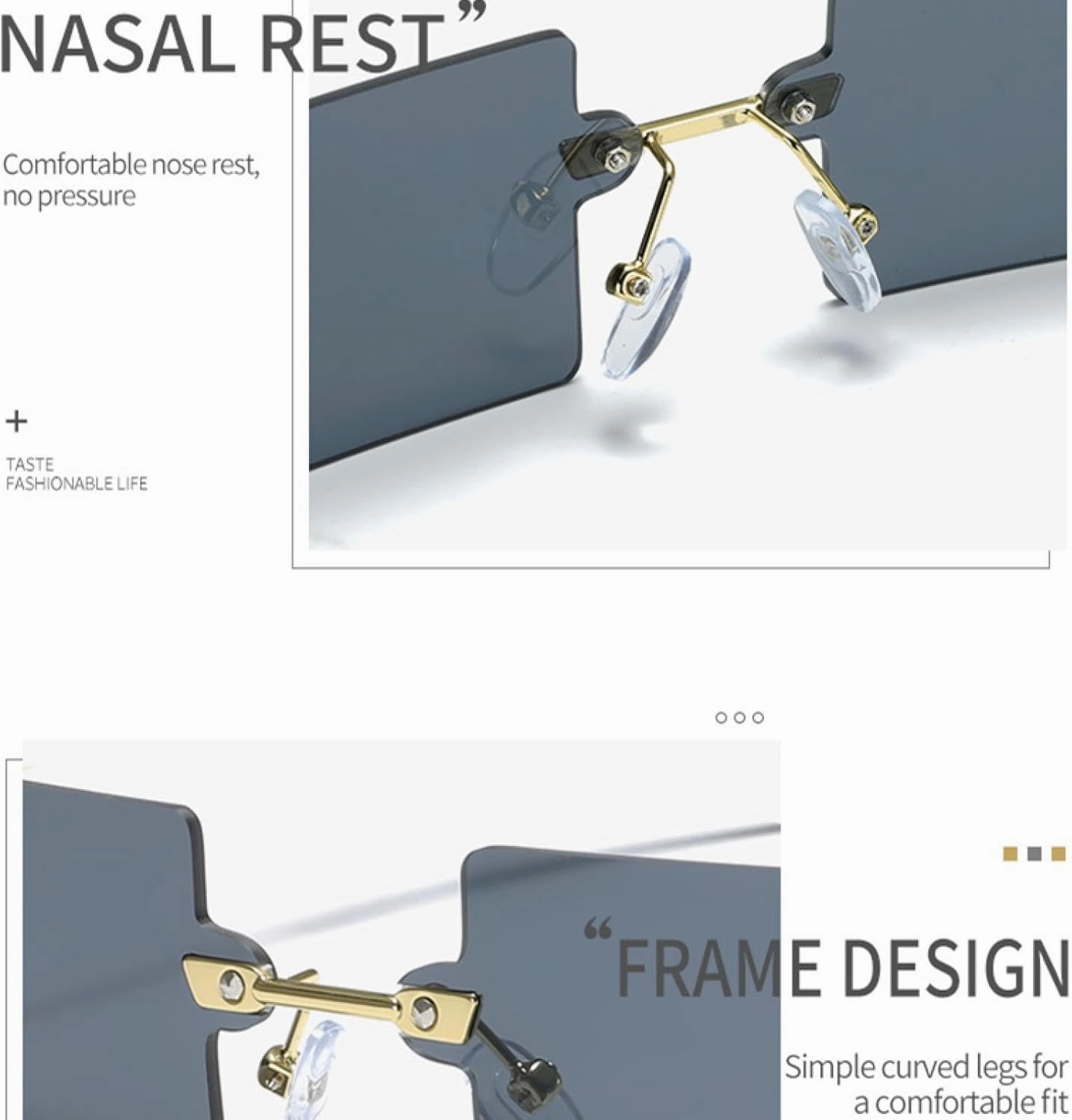 Vintage Fashion Rimless Sunglasses Women Men Trend Metal Punk Eyeglasses Summer Traveling Sun Glasses Uv400