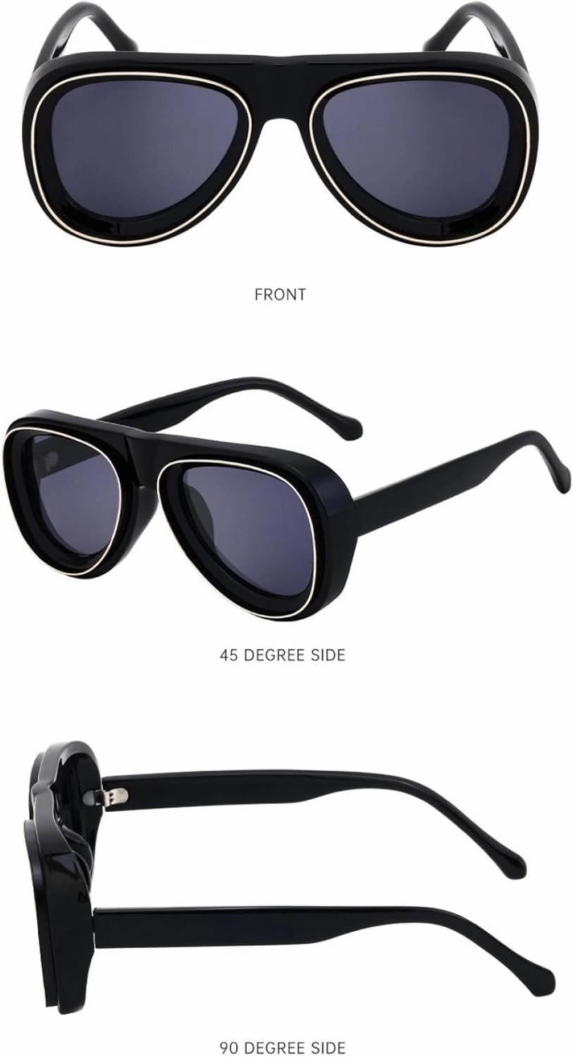 Vintage Sunglasses Women for Men Male Concave Frame Sun Glasses Punk Luxury Popular Big Frame Shades