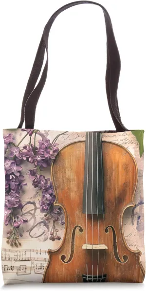 Violin Flowers Musician Music Lover Vintage Violin Tote Bag