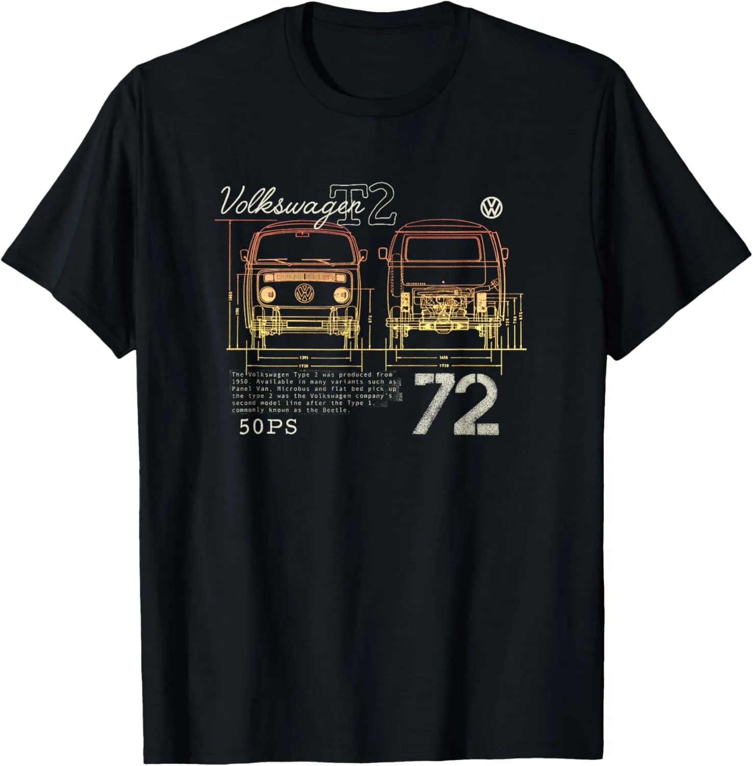 Volkswagen T2 Mini Van 72 Father's Day T-Shirt